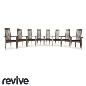 8er Stuhl-Garnitur TONON Holz Stuhl Braun Grau Lila Armlehnstühle