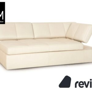 FSM Square Up Leder Zweisitzer Weiß Grau manuelle Funktion Sofa