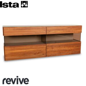 Hülsta Aunis Holz Sideboard Braun Glas Schiebetüren Vitrine