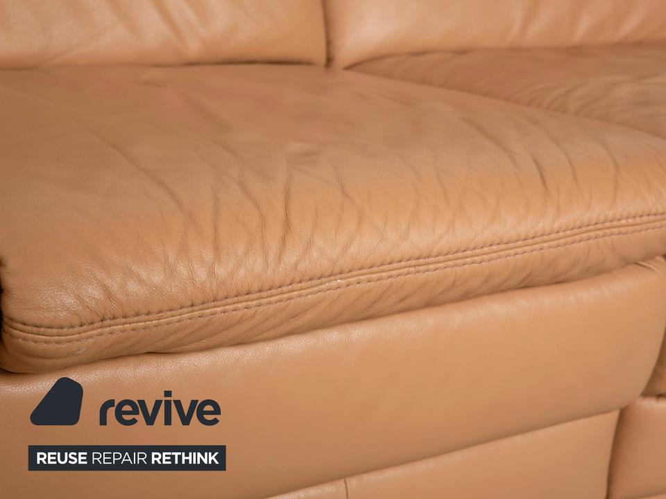 Himolla Leder Viersitzer Braun Beige Sofa Couch – Bild 4