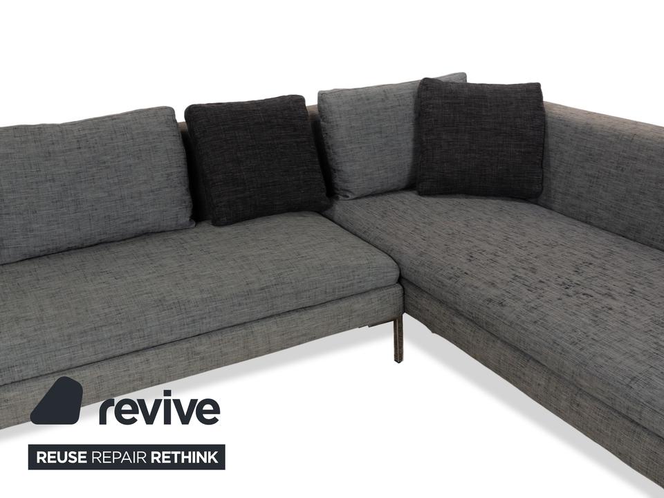 La Nouva Casa Liverpool Ecksofa Sofa Couch Stoff Grau Recamiere – Bild 4