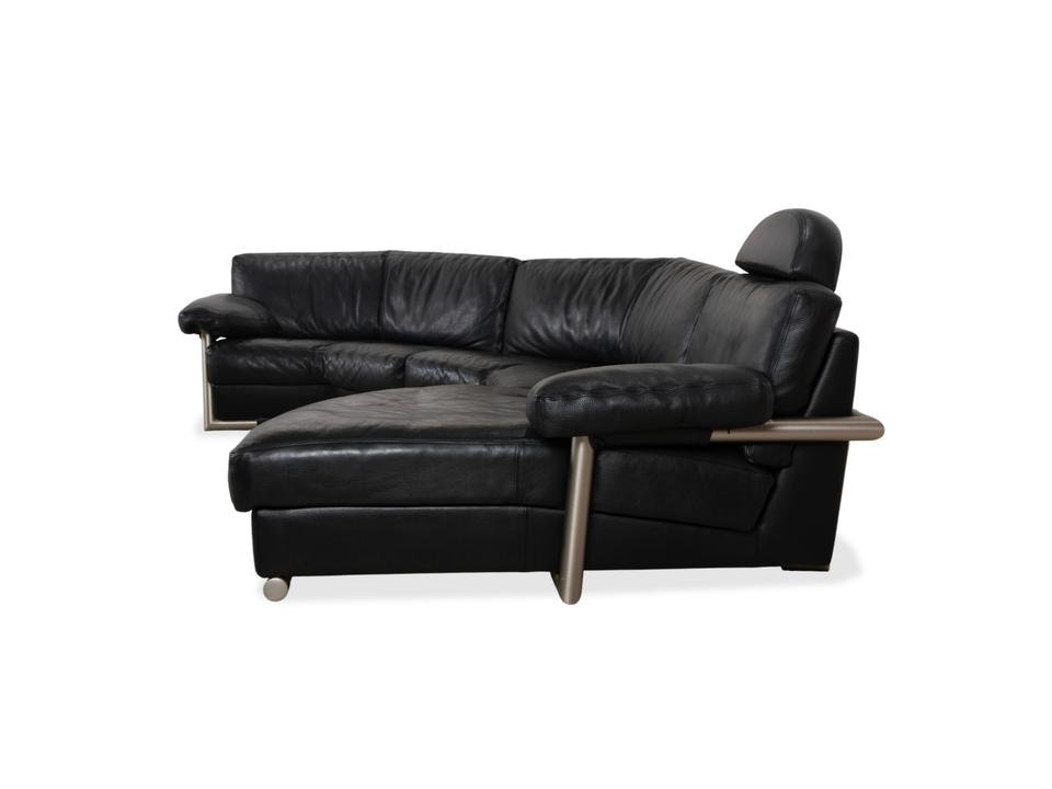 Artanova Medea Leder Ecksofa Schwarz Recamiere Rechts Sofa Couch – Bild 13