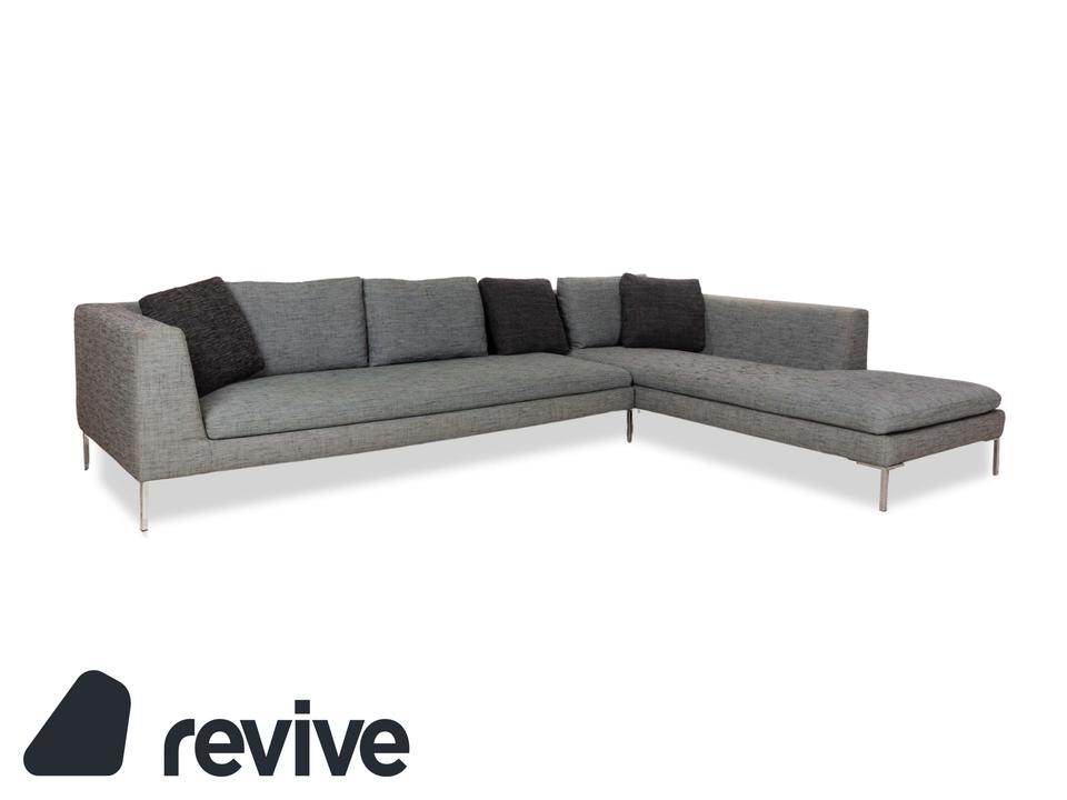 La Nouva Casa Liverpool Ecksofa Sofa Couch Stoff Grau Recamiere