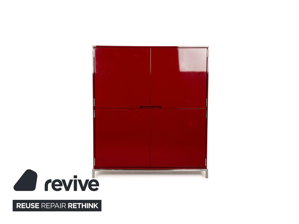 B&B Italia Holz Sideboard Rot Hochglanz 4 Türen Metallfüße – Bild 15