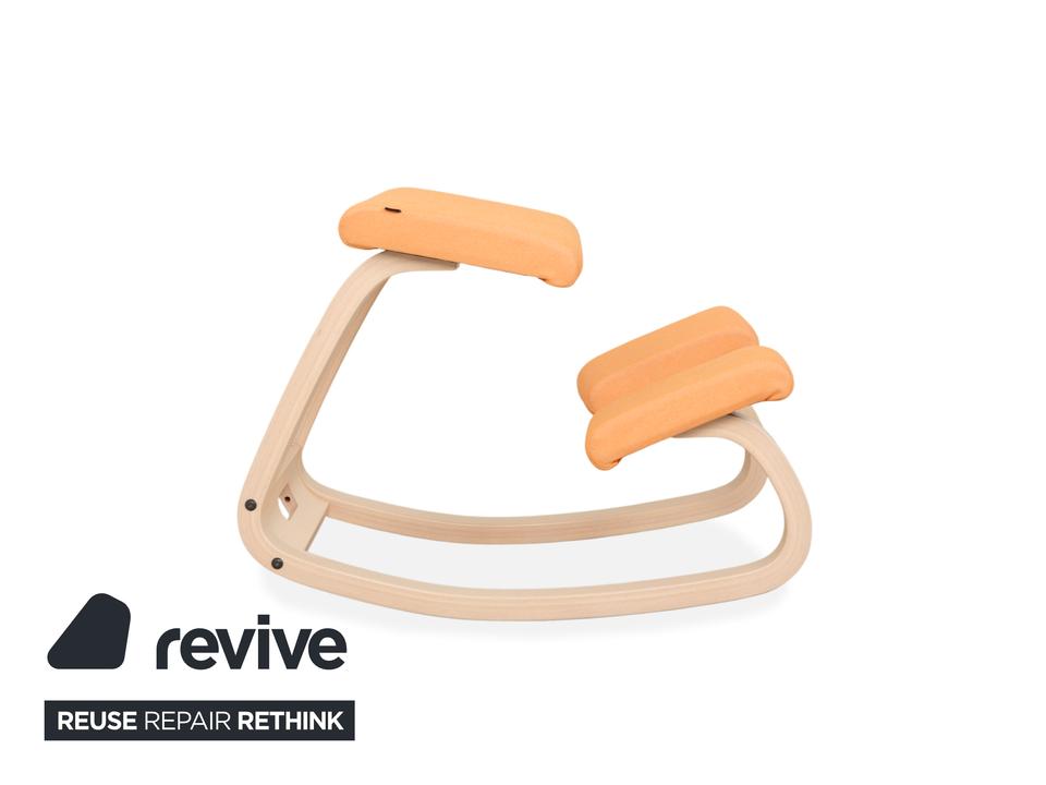 Varier Variable Holz Esche Hocker Natur Stoff Orange Apricot – Bild 15