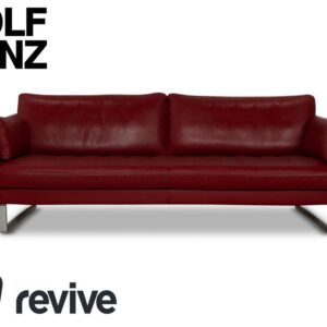 Rolf Benz Vida Leder Dreisitzer Rot Weinrot Sofa Couch