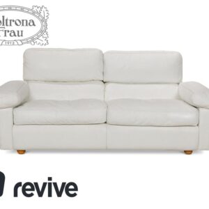 Poltrona Frau Petronio Leder Zweisitzer Weiß Sofa Couch