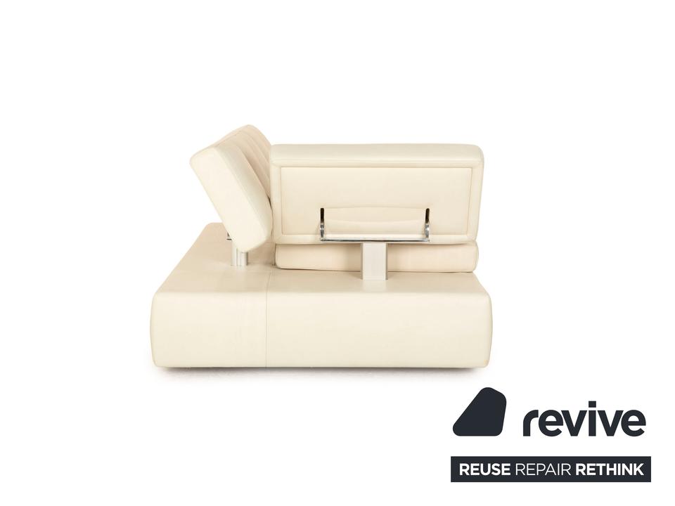 FSM Square Up Leder Zweisitzer Weiß Grau manuelle Funktion Sofa – Bild 6