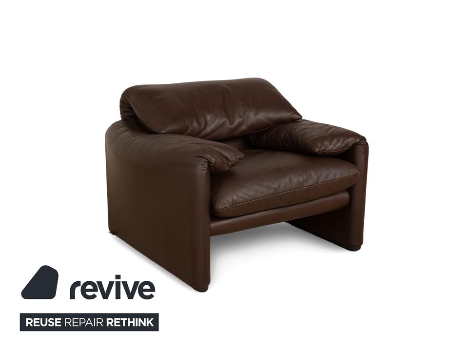 Cassina Maralunga Leder Sessel Braun Kastanie manuelle Funktion – Bild 3