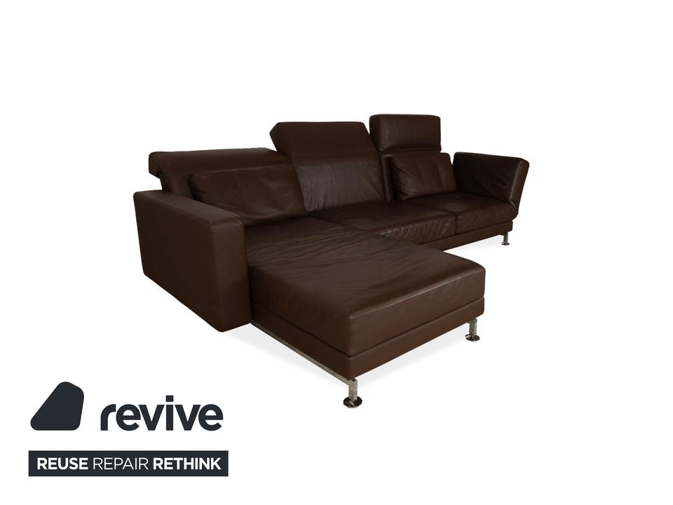 Brühl Moule Leder Ecksofa Braun Récamière links Sofa Couch – Bild 3