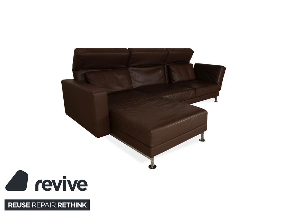 Brühl Moule Leder Ecksofa Braun Récamière links Sofa Couch – Bild 2