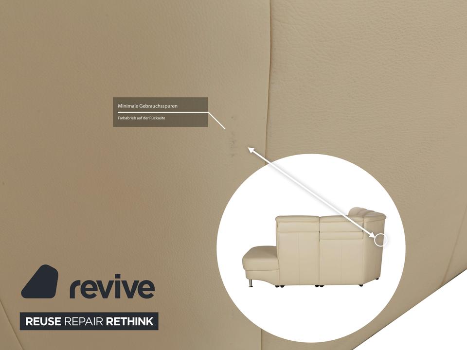 Polinova Leder Ecksofa Creme manuelle Funktion Sofa Couch – Bild 5