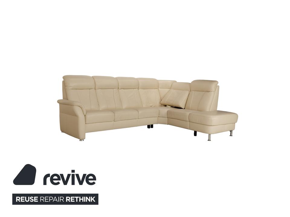 Polinova Leder Ecksofa Creme manuelle Funktion Sofa Couch – Bild 3