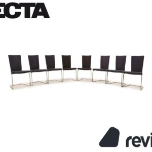 8er Garnitur Tecta B20 Stoff Stuhl Freischwinger Dunkelgrau