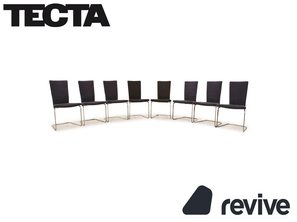 8er Garnitur Tecta B20 Stoff Stuhl Freischwinger Dunkelgrau