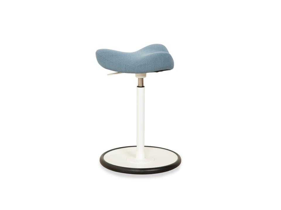 Varier Move Sitz-Steh Hocker Stuhl Stoff Blau Basis Weiß Holz – Bild 11