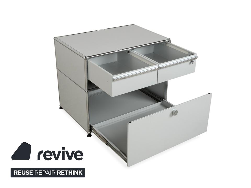 USM Haller Metall Sideboard Hellgrau Hellblau Reinweiß Schublade – Bild 4