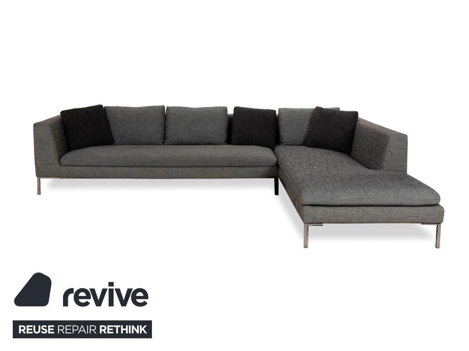 La Nouva Casa Liverpool Ecksofa Sofa Couch Stoff Grau Recamiere – Bild 12