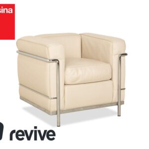 Cassina Le Corbusier LC 2 Leder Sessel Creme Eierschale Weiß