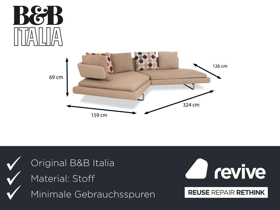 B&B Italia Arne Stoff Ecksofa Grau Beige Braun Taupe Sofa Couch – Bild 2