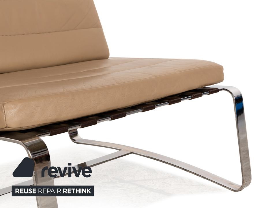 Minotti Delaunay Leder Sessel Beige Vintage – Bild 3