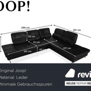 Joop Loft Leder Ecksofa Schwarz manuelle Funktion Sofa Couch