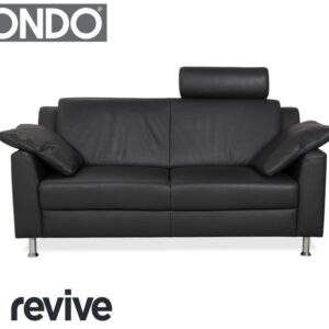 Mondo Leder Zweisitzer Dunkelgrau Sofa Couch inkl. Kopfstütze