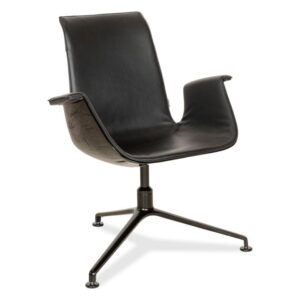 Walter Knoll FK Black Leder Sessel Schwarz Schalensessel