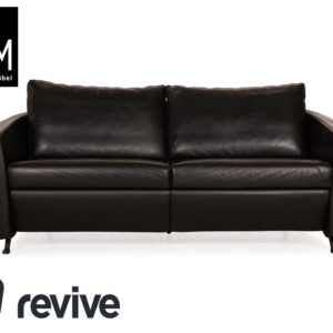 FSM Sesam Leder Zweisitzer Schwarz manuelle Funktion Sofa Couch