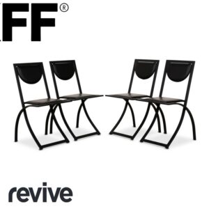 4er Garnitur KFF Sinus Leder Stuhl Schwarz