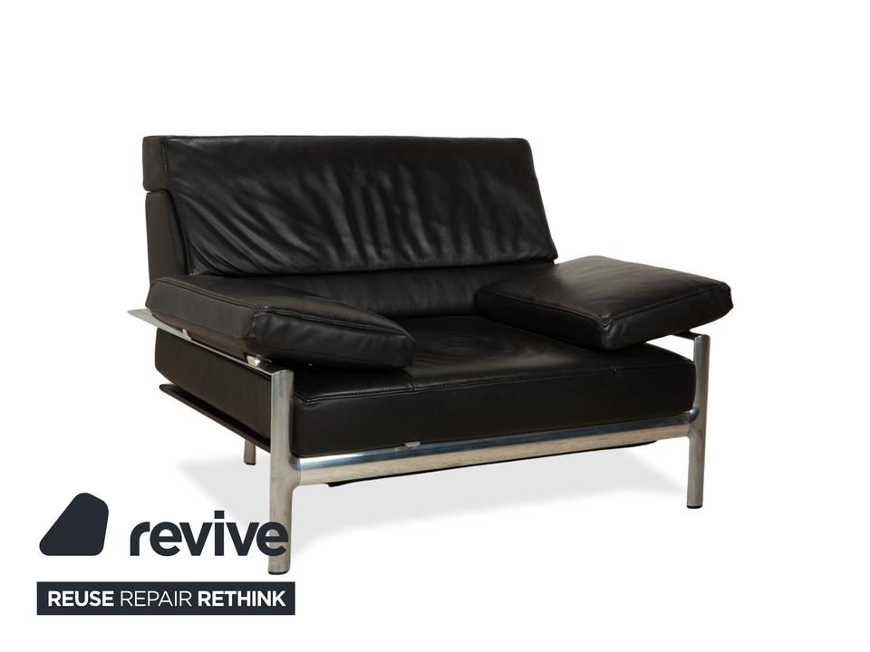 Jori Leder Zweisitzer Sessel Schwarz Sofa Couch manuelle Funktion – Bild 7