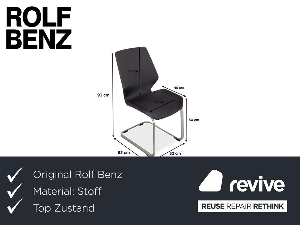 6er Garnitur Rolf Benz 610 Stoff Stuhl Grau – Bild 2