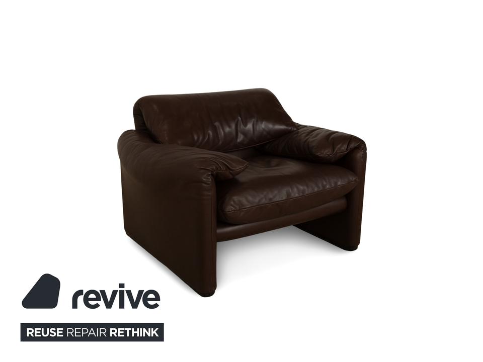 Cassina Maralunga Leder Sessel Braun Kastanie manuelle Funktion – Bild 3