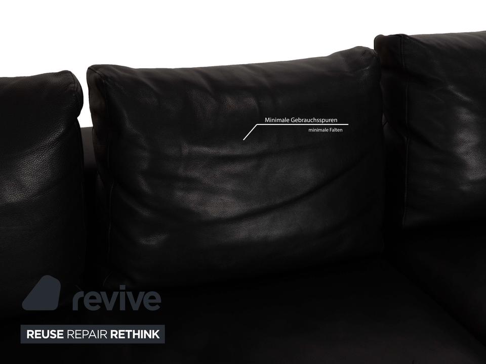 Minotti Hamilton Leder Ecksofa Schwarz Sofa Couch Recamiere – Bild 4
