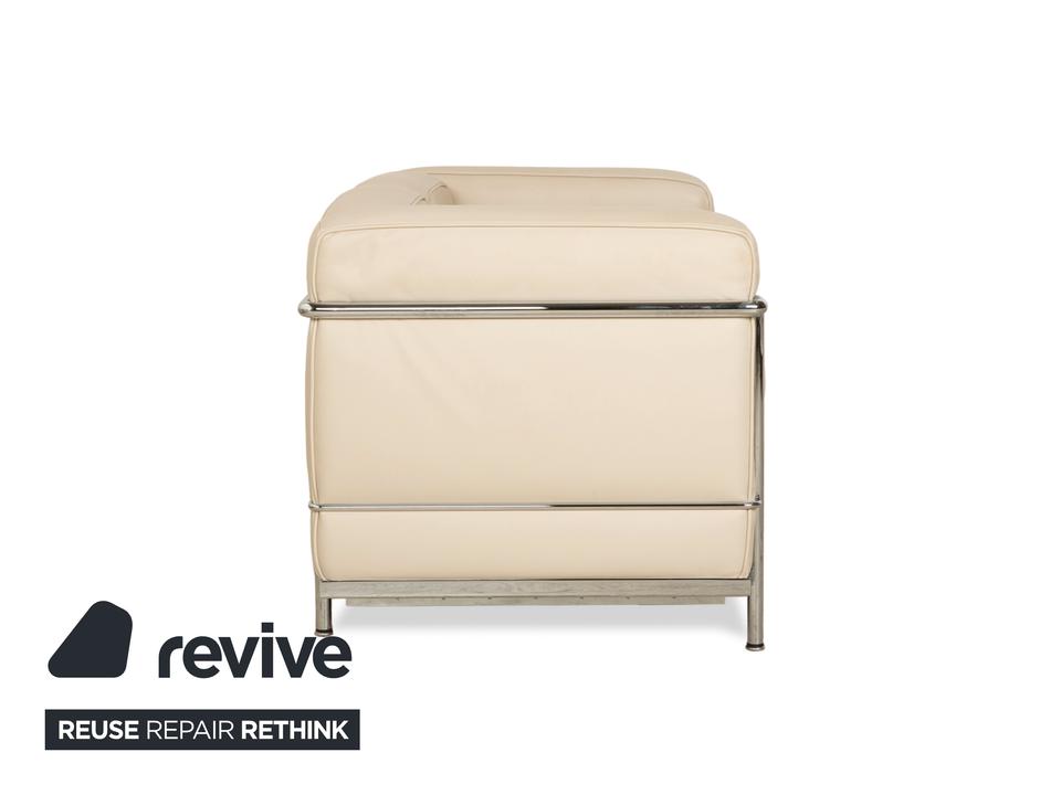 Cassina Le Corbusier LC 2 Leder Zweisitzer Creme Eierschale Weiß – Bild 10