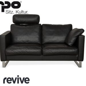 Erpo CL 500 Leder Zweisitzer Schwarz Sofa Couch Kopfstütze