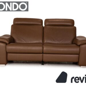 Mondo Maestra Leder Zweisitzer Braun Sofa Couch elektrische