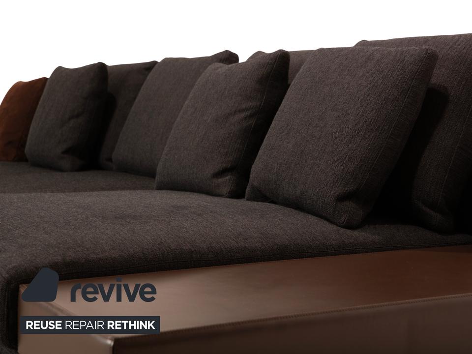 Minotti White Stoff Ecksofa Grau Sofa Couch – Bild 4