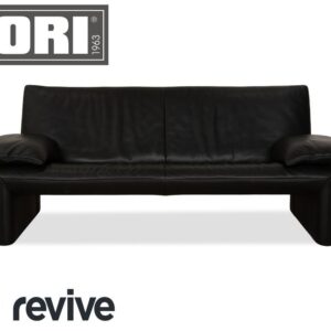 Jori Linea Leder Zweisitzer Schwarz manuelle Funktion Sofa Couch