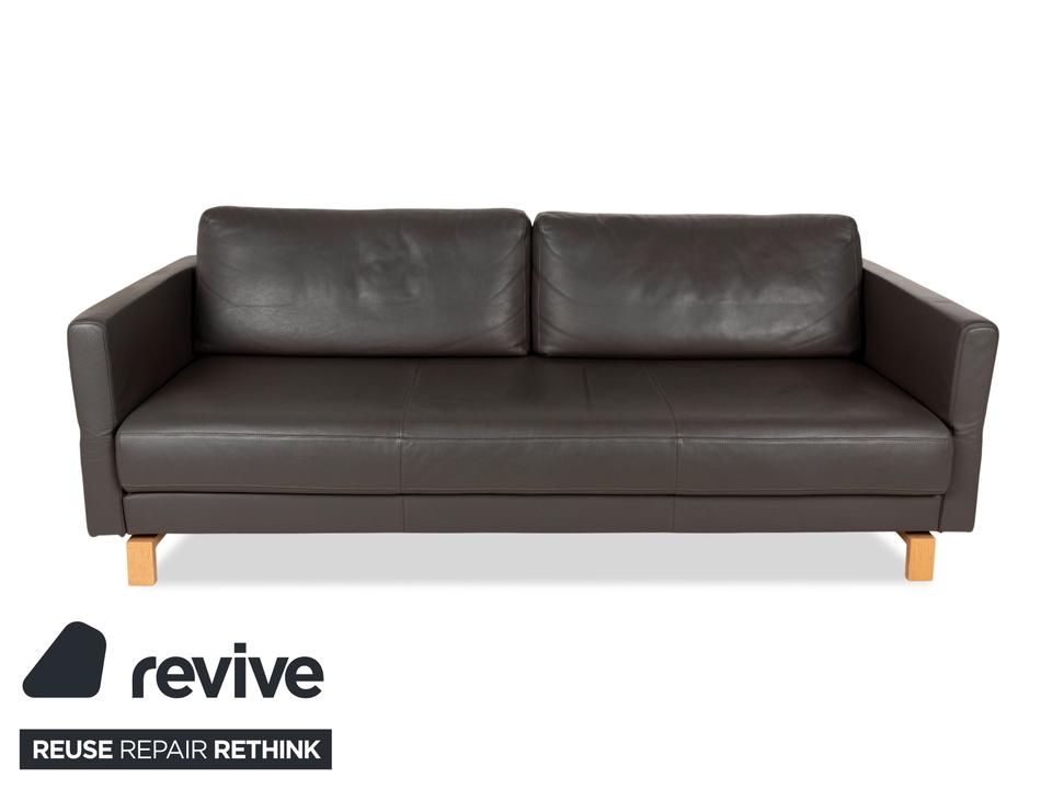 Rolf Benz Vida Leder Dreisitzer Grau manuelle Funktion Sofa Couch – Bild 8