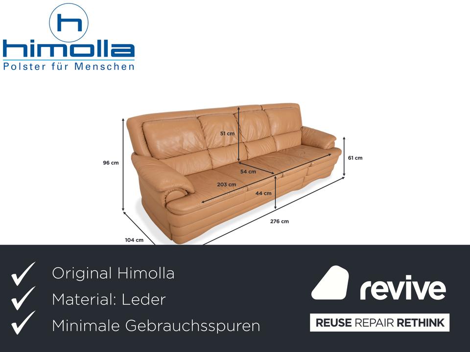 Himolla Leder Viersitzer Braun Beige Sofa Couch – Bild 2