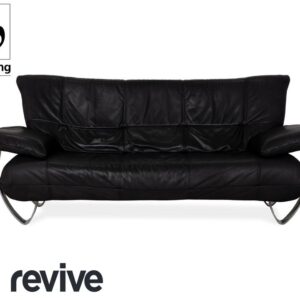 Musterring Leder Zweisitzer Schwarz Sofa Couch