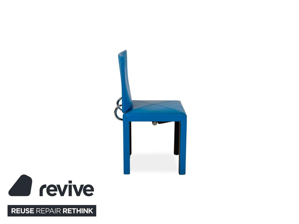 4er Garnitur B&B Italia Arcadia Leder Stuhl Blau Schwarz – Bild 8