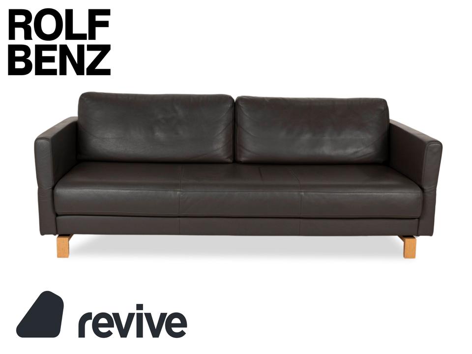Rolf Benz Vida Leder Dreisitzer Grau manuelle Funktion Sofa Couch