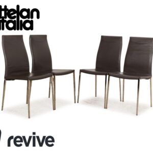 4er Garnitur Cattelan Italia Maya Leder Stuhl Grau Esszimmer