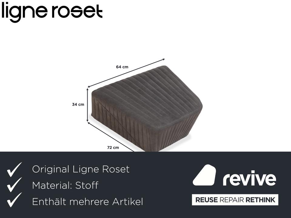 ligne roset Facett Stoff Sessel Hocker Grau – Bild 3
