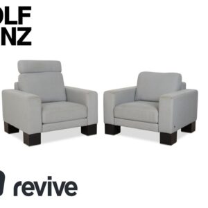 Rolf Benz EGO Stoff 2x Sessel Hellgrau Blau Kopfstütze