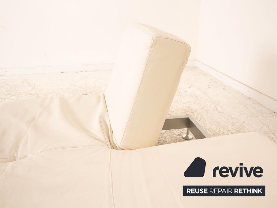 Edra Damier Leder Zweisitzer Creme Sofa Couch manuelle Funktion – Bild 6