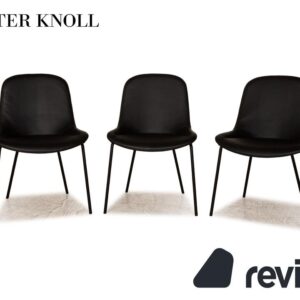 3er Garnitur Walter Knoll Sheru Leder Stuhl Schwarz Esszimmer