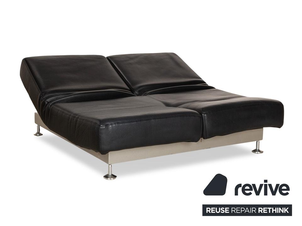 Edra Damier Leder Zweisitzer Schwarz manuelle Funktion Sofa Couch – Bild 10